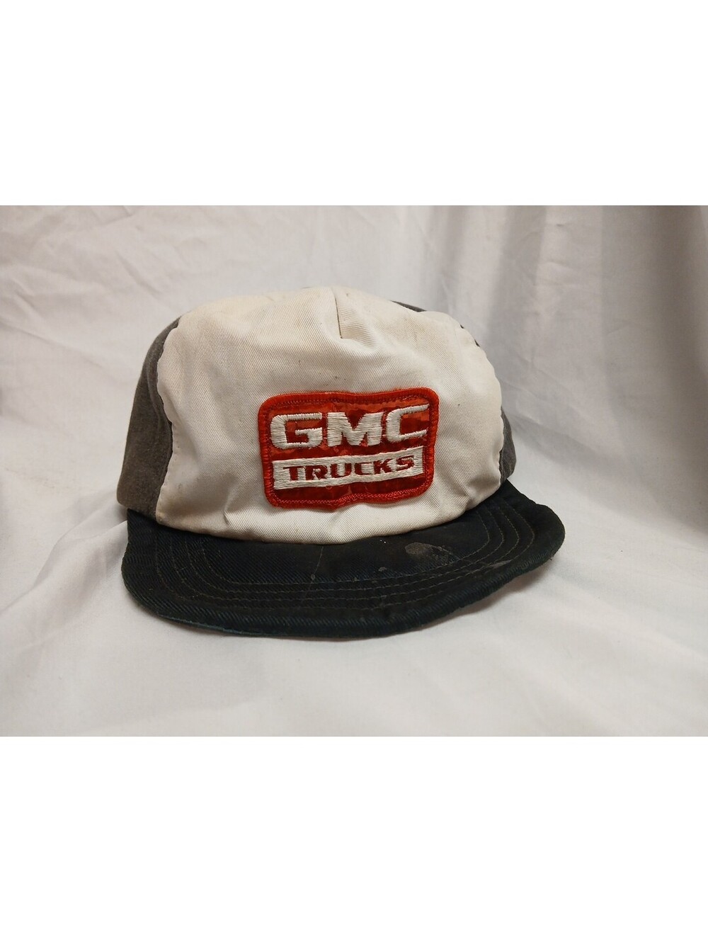 VTG 70s- 1980s Denim Insulated Foam Lined Snapback Hat GMC TRUCKS Patch RARE